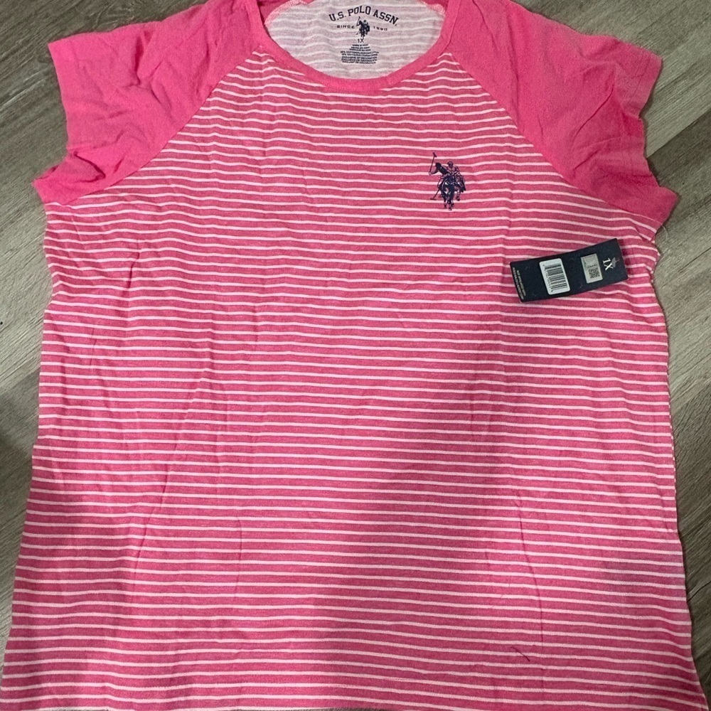 U.S. Polo Assn. Kids Pink and White Striped Tee
